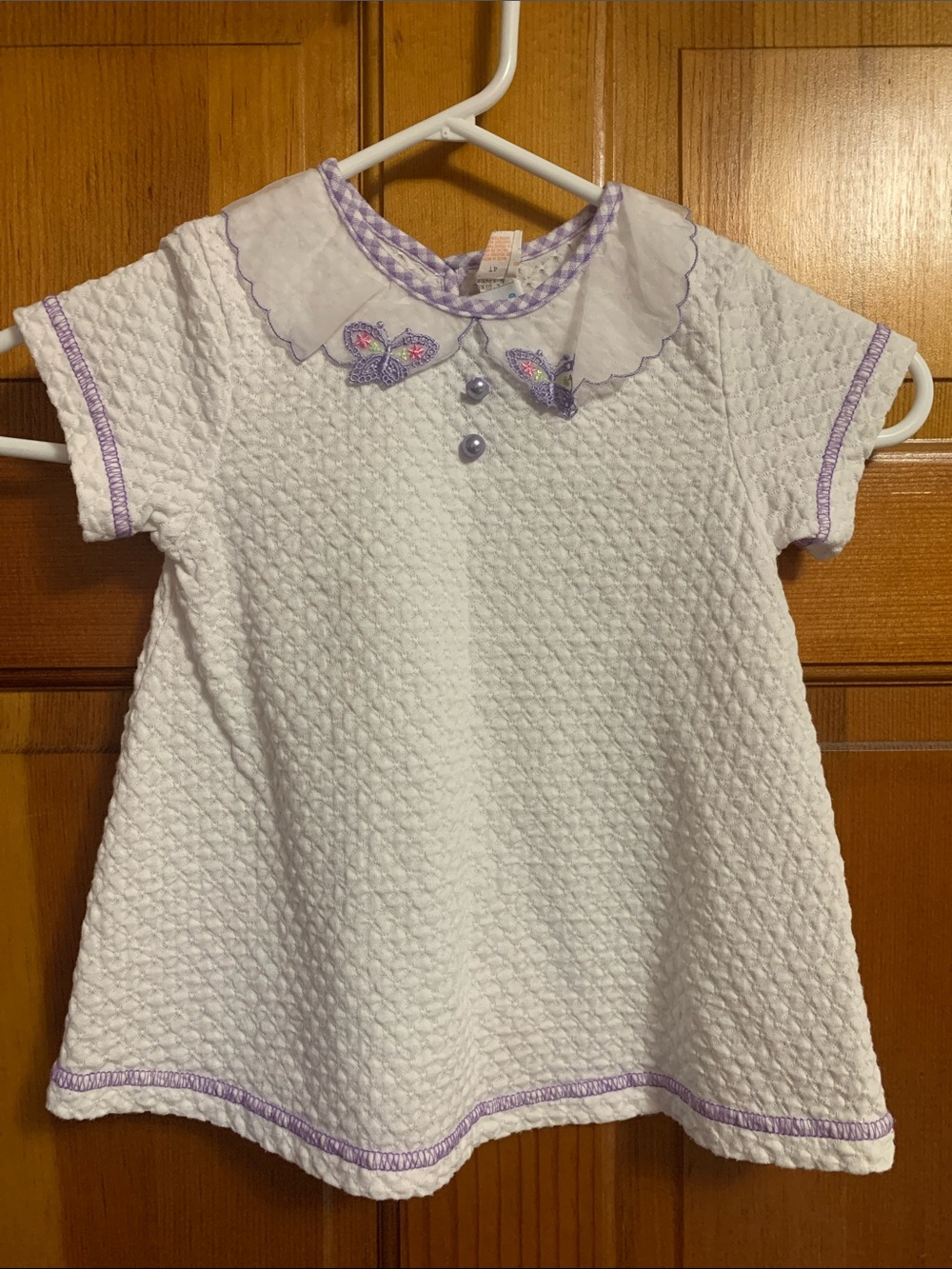 Girls White and Purple Small Steps Butterfly Dress (4T)
